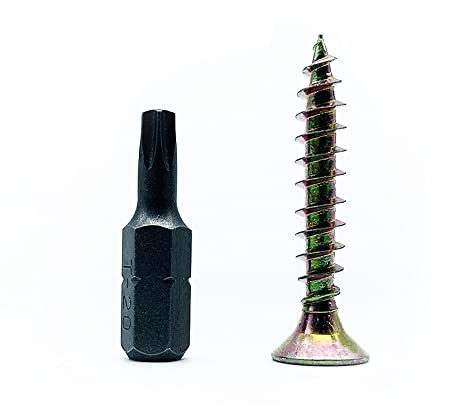 DOJA Barcelona | Spanplattenschrauben mit Torx Bit | 100 Holzschrauben Senkkopf 5x60mm + 1 T20 | Holzbauschraube Stahl Verzinkt | Senkkopfschrauben Vollgewinde+Spitze | Spannplattenschrauben Flachkopf