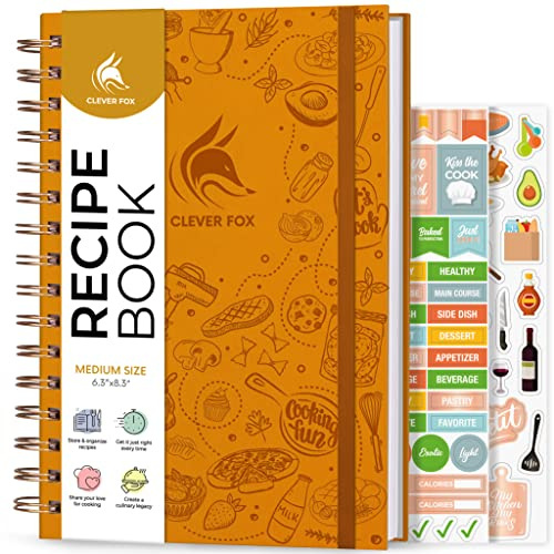 Clever Fox Ricettario a spirale – Crea il tuo libro di cucina di famiglia – Organizer vuoto per ricettari – Diario di cucina vuoto per scrivere le ricette – Dimensioni medie, 16 x 21,1 cm, copertina