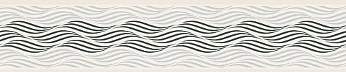 A.S. Création Moderne Bordüre Wellen Schwarz Weiß Silber Metallic Selbstklebend 384126 5,00 m x 0,13 m Made in Germany
