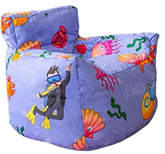 Marco Paul Children's Bean Bag Seat Cover - Eye-Catching Sea Theme Bedroom Kid's Chair Covers - Play Kids Nursery Furniture - Indoor/Outdoor Baby Bean Bag
