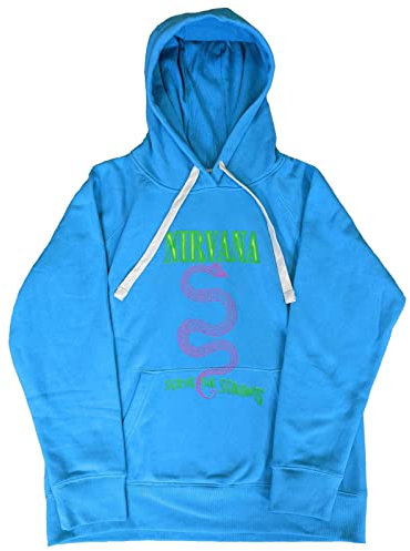 Nirvana Hoodie Serve The Servants Band Logo Official Unisex Blue Pullover M