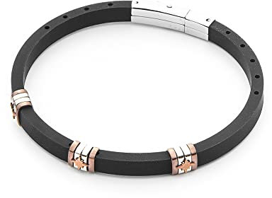 4US Paciotti Bracelet en acier et silicone avec rose des vents - 4UBR5047, 21 cm, Acier allié