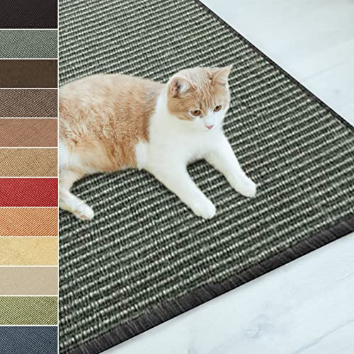 Floordirekt Sisal Fußmatte Teppich Vorleger Kratzteppich Katzenmöbel Kratzmatte Sisalmatte, widerstandsfähig & in vielen Farben und Größen erhältlich (140 x 200 cm, Grau)