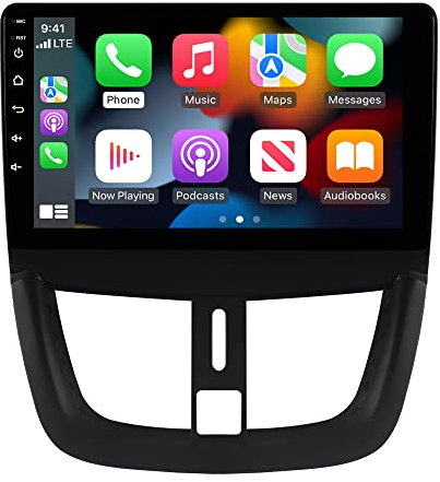ACAVICA Android Autoradio für Peugeot 207 2006-2014 Stereo Navigation GPS 9 Zoll Carplay Wireless Touchscreen Bluetooth Radio WiFi DSP Lenkradsteuerung