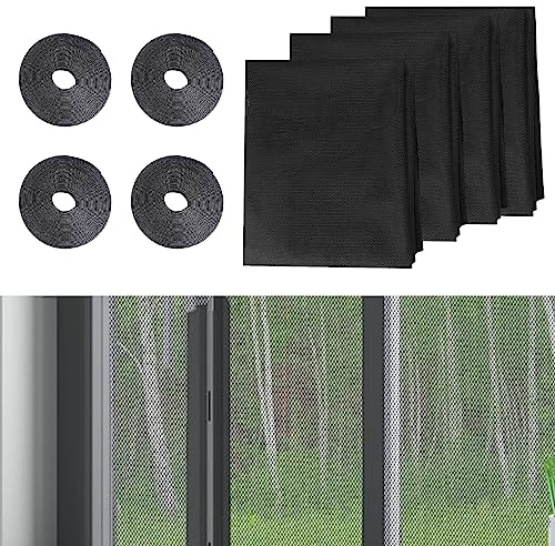 Amfrpar 4 Stück 150x130 cm Fliegengitter für Fenster Moskitonetz Insektenschutz Fensternetz Mückennetz Insektengitter mit 4 Rollen Selbstklebeband Schützen die Familie vor Insekten (Schwarz)