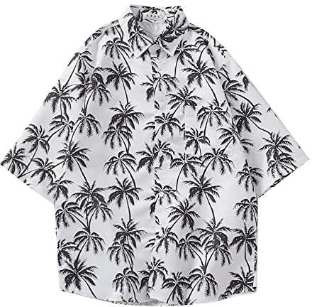 DAIFINEY Herren Blumenhemden Baumwolle Button-Down Tropical Holiday Beach Hemden mit Tasche Fleece Hemd Herren
