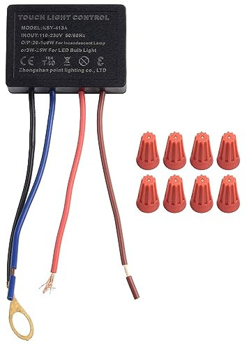 Oniissy Touch Switches, 220v Touch Light Dimmer Switches Control Sensor, 3 Way Dimmer Module Table Lamp Dimmer Control Unit for Controlling Metal Lamp, Floor Lamp-1PC