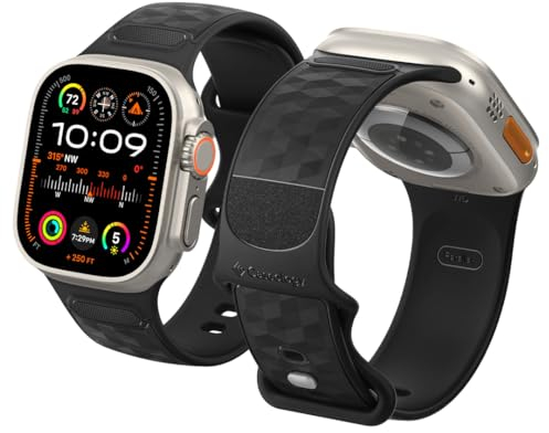 Caseology Parallax Cinturino Apple Watch [senza polvere] compatibile con Apple Watch Ultra (49mm), serie 8/7 (45mm), serie 6/5/4/SE2/SE (44mm) e serie 3/2/1 (42mm), fascia sostitutiva - Matte Black