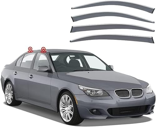 IREZ 4 Stück Auto Windabweiser für BMW 5 Series Li E60 2004-2010, Auto Fenstervisiere Regenschutz Wind Regenschutz Vent Shades Guard Deflector