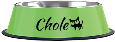 Gamelle Personnalisée pour Chiens et Chats - Bol en INOX avec Base Antidérapante - Facile à Nettoyer - Gamelle d'eau pour Chiots et Chatons(Vert)