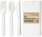 HAAGO - Juego de 50 cubiertos de PLA con servilletas - Reutilizables, aptos para lavavajillas Cubiertos resistentes para fiestas, bodas, eventos, para comida fría y caliente - Blanco