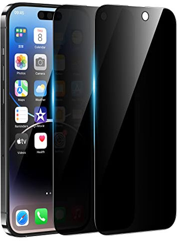 BENKS Panzer Schutz Glas für iPhone 14 Pro Sichtschutz, Anti-Spähen Privatsphäre 9H Härte Schutzfolie Displayschutz mit Schablone, 0.33mm Ultra-klar, Ultrabeständig - 2 Stück