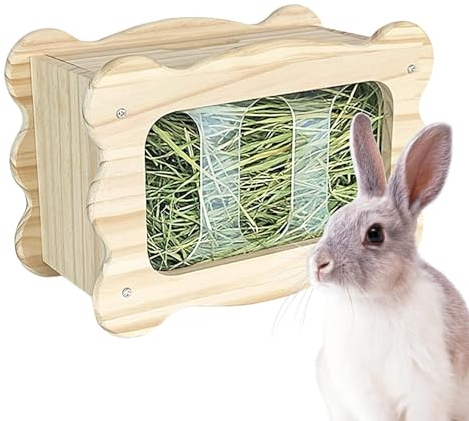 Heuraufe, Heuhalter | Heuhalter aus Holz - Futterspenderständer für Hasen, Chinchillas, Meerschweinchen, Holzgrashalter, Kleintierkäfigzubehör Buniq