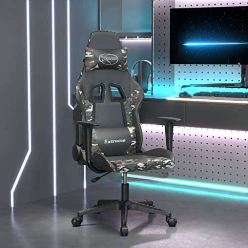 CIADAZ Gaming-Stuhl mit Fußstütze Schwarz und Tarnfarben Kunstleder, Pc Stuhl, Gaming Sessel, Gamerstuhl, Stühle Fürs Arbeitszimmer, Stühle Für Gaming, Playstation Sessel, Computerstuhl - 3143710