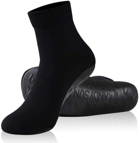 RANDY SUN Chaussettes pour homme et femme - Chaussettes de plage pieds nus - Séchage rapide - Avec semelle en TPE - Chaussures de plage pour volley de plage, surf, Chaussettes noires, XL