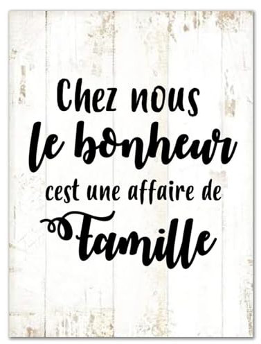 Yelolyio Panneau de bienvenue en bois Chez Nous Le Bonheur Cest Une Affaire de Famille Morden - Plaque en bois avec citations inspirantes pour décoration de bureau à domicile - 30,5 x 40,6 cm