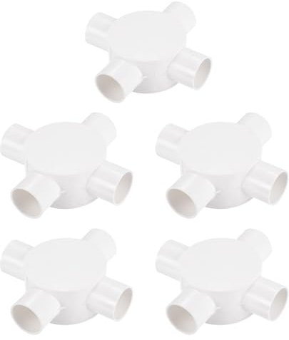 sourcing map PVC Conduit Box Junction Box 4 Way Round Wire Box Connectors Circuit 25 mm Waterproof for Cable Management Electronic Projects of 5