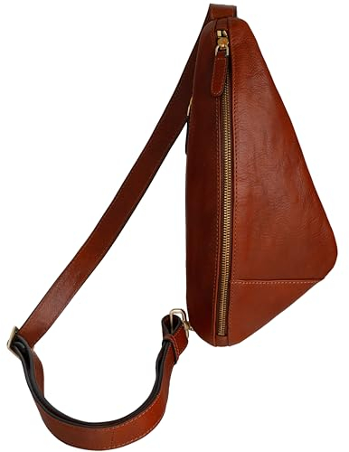 Time Resistance Leder-Umhängetasche – Tasche aus Vollnarbenleder – Brusttasche für Damen und Herren