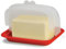 Signoraware Beurrier avec couvercle à rabat pour comptoir, frige, en plastique durable, incassable pour la maison, le camping, multifonction, sans BPA, rouge