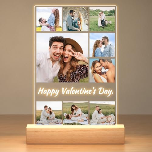 Cadeau Saint Valentin Personnalisé Femme & Homme, Cadre Personnalisé Photo, Cadre Photo Personnalisé avec Photo, Cadre Lumineux Personnalisable, Idee Cadeau Femme, Cadeau Personnalisé Lui et Elle