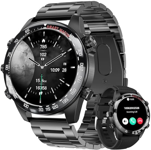 OUFUYU Smartwatch Uomo 1,43 AMOLED HD Display Orologio Intelligente Fitness Chiamate Bluetooth Fitness Tracker 100+ Modalità Sport Sonno Contapassi Cronometro Impermeabil IP68 Smart Watch Android iOS