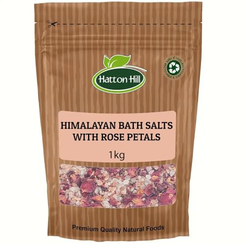 Himalayan Bath Salts with Rose Petals 1kg by Hatton Hill | Luxurious, Mineral-Rich Soak for Relaxation and Rejuvenation