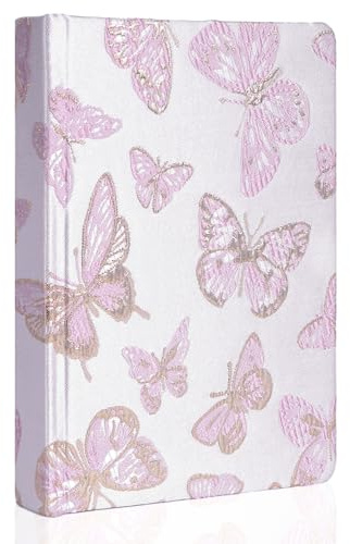 TIEFOSSI A5-Tagebuch aus besticktem Stoff für Frauen und Männer, College-Tagebücher zum Schreiben, Notizbücher mit Schmetterlings-Hardcover für die Arbeit, das Geschäft, zu Hause, die Schule