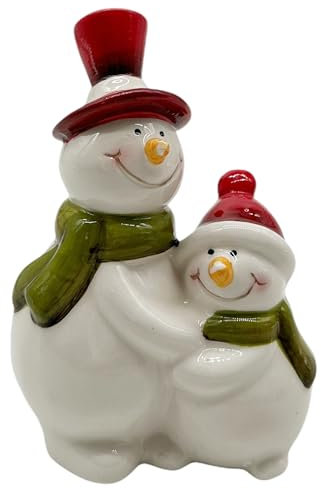 Knüllermarkt Keramik Schneemann Figur Weiß ca. 12,5 cm Weihnachtsdeko Weihnachtsdekoration Tischdeko Schrankdeko