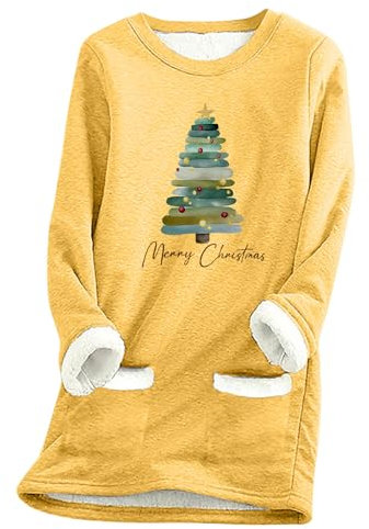 2024 Felpa Donna Senza Cappuccio Invernale Termico Felpe in Pile Peluche Felpa Maglietta a Maniche Lunghe e Girocollo Teddy Pullover Caldo Pigiama Casuale Jumper Sweatshirt Taglie Forti Regalo