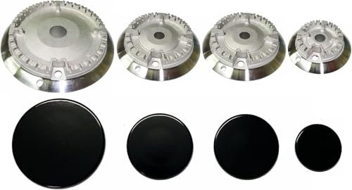 RYELDOM Kit Composto da 4 Bruciatori + 4 Piattini Compatibili con Varie Marchi e Modelli