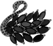 Swan Brosche, Mode Strass Brosche, Schwan Pin, Kristall Schwan Brosche, Frauen zarte Brosche, Kristall Diamant Metall Brosche für Frauen Dekoration (Schwarz)