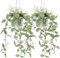 Kepfire 2 Pack Fake Hanging Plants Artificial Decor Natural Artificial Hanging Potted Plants With Artificial White Flower For Indoor Shelves Wall Farmhouse Home Décor