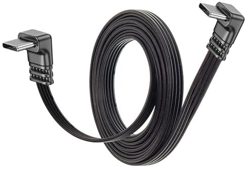 MISYNLON Extra Flexible USB C to USB C Fast Charing Cable, 90Degree USB C Power Supply Cord, Right Angle USB Type C Flat Cable Data Transfer, for Carplay Phone15/16,S23/S22/S21, (1M/3.2Ft)