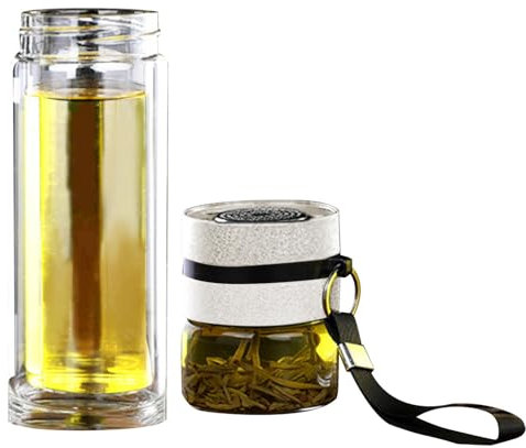 Botella de agua de vidrio: botella infusora de té de vidrio, taza de té de viaje | Botella de agua de vidrio con cuerda colgante, botella de infusión de frutas portátil, taza de té de viaje a prueba d