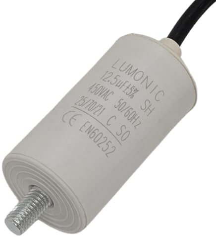 Lumonic Starting Capacitor with Wire 25cm I 12.5µF 450V I 34x65mm I 12.5uF I Motor Capacitor with Plastic Housing I Capacitor