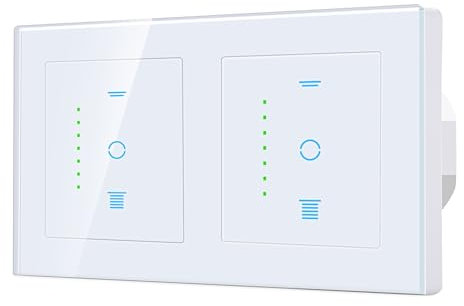 SMARTERCURRY [Gen6.1] 2 Fach WLAN Rolladenschalter, Smart Prozentgenaue Steuerung Jalousieschalter, Rolladensteuerung mit Neutralleiter, APP-Fernbedienung/Zeitsteuerung mit Google/Alexa
