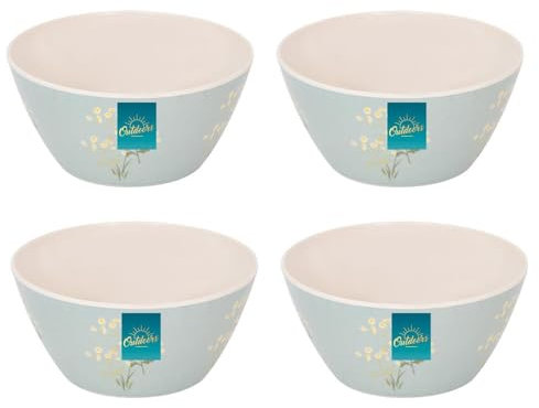YöL Set of 4 Daisy Print Melamine Bowls Summer Dining Outdoor Picnic BBQ Green Floral Trendy Tableware Snack Cereal Soup Reusable