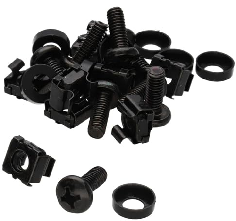 kenable Rack Fixing Set M6 Captive Cage Nuts Bolts & Washers for 19 Server Cabinet - 8 Pack Black