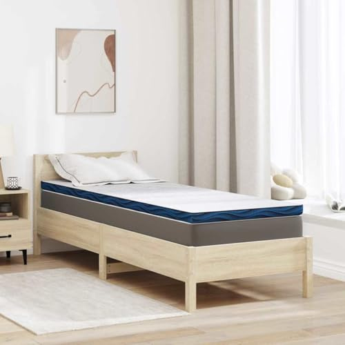 Matratzenauflage aus Gel-Speicherschaum, mit Kühlender Gel-Technologie, Wärmend, Pflegeleicht, Matratzen Topper, Matratzenschoner, für Schlafzimmer, Wohnzimmer, Weiß und Blau, 80x200 cm