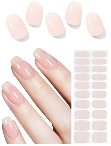UV Nagelfolien, Semi Cured Gel Nagelsticker Selbstklebend, 20pcs Jelly Nude Rosa Nagelfolie zum aufkleben für Nagel DIY