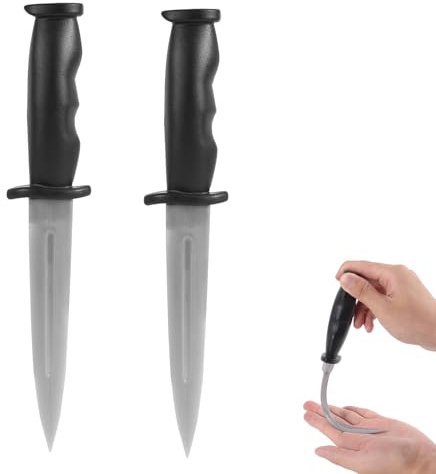 Fukaisu 2pz Coltello da Allenamento, Pugnale Realistico Accessorio di Allenamento Sicuro e Flessibile per Arti Marziali Costumi Spettacoli Teatrali e Combattimenti