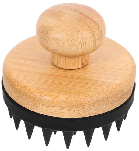POPETPOP Kopfhautmassagebürste aus Bambus und Silikon Sanfte Massage und Schutz der Kopfhaut für Shampoo und Haarpeeling zu Hause