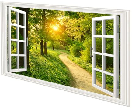 Vaguelly Adesivo Decorazione Finestra Finta da Parete in Vinile Paesaggio Rimovibile e Delicato senza Residui per Negozi e Camerette