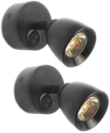 Gittcoll 2 Pack 12V DC LED Wandleuchte mit Schalter 2W 3200K Warmweiß Leselampe für Wohnmobil, Boot, Campervan, Wohnwagen, Innenbeleuchtung, Schwenkarm, 200lm, Aluminium