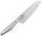 KAI Seki Magoroku Shoso Santoku avec Tranchant en Granton 16,5 cm - Acier Inoxydable 5CR15MoV 56 (±1) HRC - Convexe - Manche en Acier Inoxydable 18-8 avec Motif en Diamant - Fabriqué au Japon