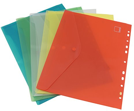 TimeTEX Set Dokumentenmappe A4 zum Abheften - 5-teilig - je 1 x rot - gelb - grün - blau - farblos - 10676
