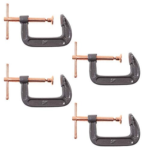 4X Small 3 Copper Threaded G Clamps - 75mm Metal/Woodwork C Vices