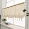 choicehot Landhausstil-Scheibengardinen-mit-Quaste Gardine Vintage Kurzvorhang Hohle Häkeln Spitze Kurzgardine Bistrogardine für Küche Wohnzimmer Vorhänge Beige, 45 x 150cm