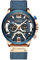 Mgae Casual Sport Uhren Herren Blau Militär Leder Armbanduhr Chronograph Armbanduhr