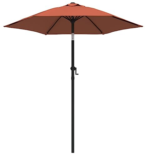 vidaXL Sombrilla Parasol Paraguas Quitasol Artículos de Exterior Jardinería Terraza Aire Libre Jardín Sombrajos Aluminio Terracota 200x224 cm